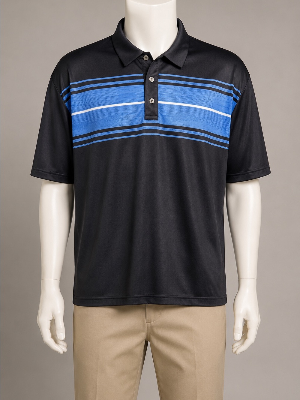 Ben Hogan Performance Polo Shirt XL Black Blue Striped Golf